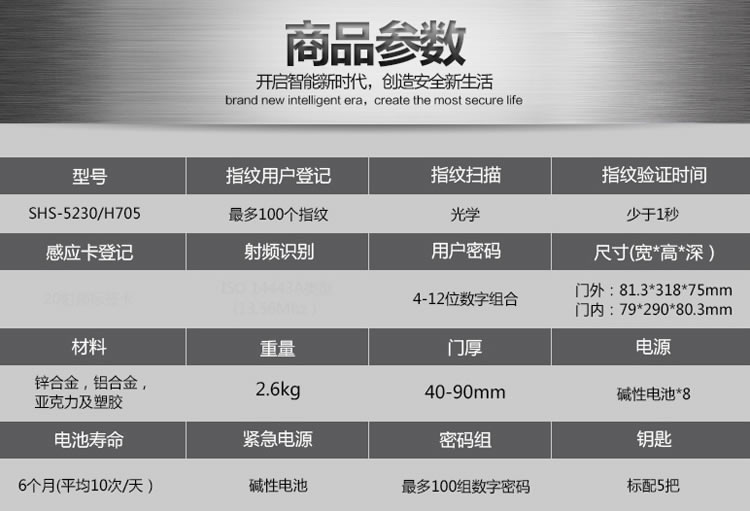 三星家用指紋鎖 大門防盜電子鎖H705