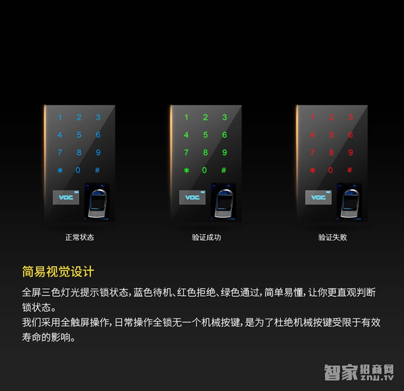 voc瑞典進口V7701指紋密碼鎖 多重開鎖方式