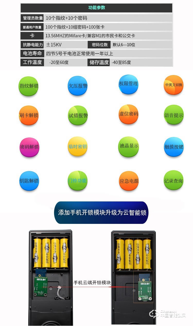 杜魯克智能鎖 指紋密碼刷卡手機遠程APP開鎖