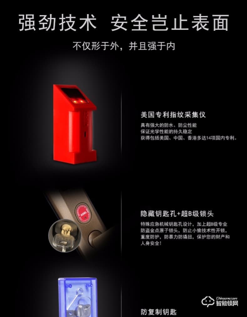 愛(ài)迪爾指紋鎖 US3-7智能指紋鎖家用防盜門鎖