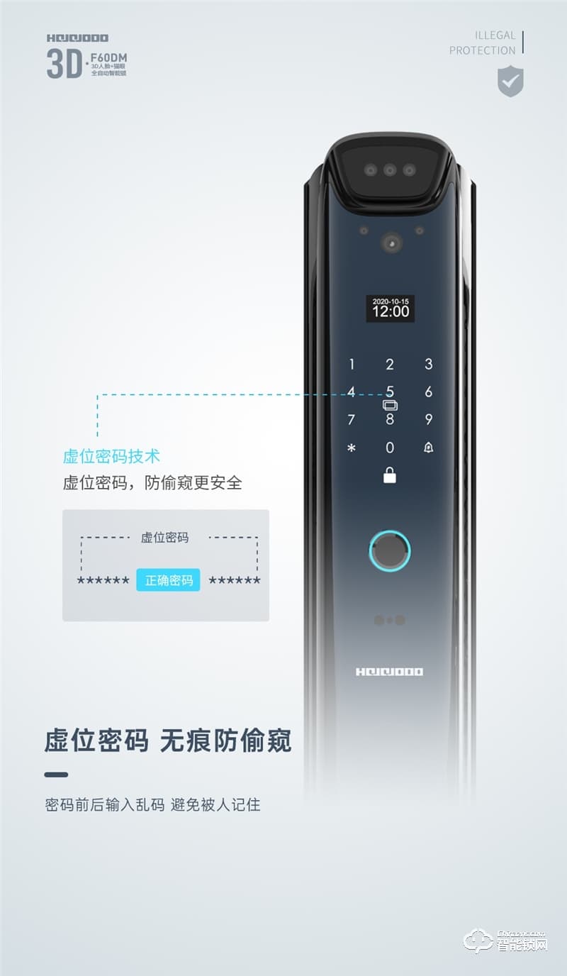 皇家金盾人臉鎖 F60DM全自動3D人臉識別電子貓眼智能鎖